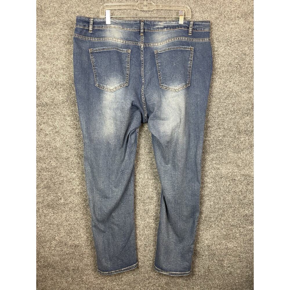 Jessica Jeans Plus Women's 4XL Blue Distressed Tapered Leg - Picture 7 of 8
